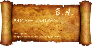 Báber Abdiás névjegykártya